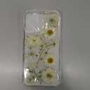 for iPhone 13 Pro Max Clear Case with Pressed Real Flowers Design,Glitter Cute White Floral Pattern Slim Soft TPU Protective Women Girl's Phone Cover for iPhone 13 Pro Max
