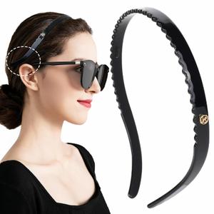 KOVOLITU Black Headband Designed for Eyewear,Flex No Pressure Comfortable Hair Band Fashion Acetate Headbands for Womens Sisters Girls Gifts