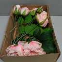 florisso Light Pink Rose Artificial Flowers - 13 Branches Faux Roses for Vase Decor, Wedding Centerpieces & Living Room Accents (Silk Artificial Roses)