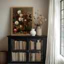 Vintage Framed Wall Art Moody Floral Dark Academia Decor Aesthetic 16x24 In