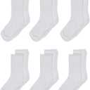 Jefferies Socks Girls' Half-Cushion Seamless Socks (Pack of 6) (Large, White)