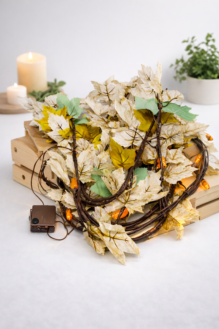 Fall Garland Decor, Decorations for Home Autumn Thanksgiving Decoration for Indoor Outdoor Mantel Fireplace Farmhouse Porch