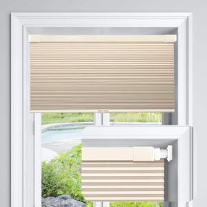 LazBlinds Cordless Cellular Shades, No Tools No Drill Blackout Honeycomb Shades Pleated Blinds for Windows, 35" W x 64" H, Soft Cream (35'' W x 64'' H, Blackout-soft Cream)