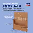 BOX USA Flat Mailer Shipping Boxes 18"L x 12"W x 2"H Large 50-Pack | Corrugated Cardboard Box for Small or Large Business Packaging, Mailing, and Storage