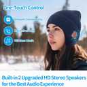 Bluetooth Beanie for Men Women, HD Stereo Sound Beanie with Headphones, Unique Tech Gifts for Men Husband Him Teen (Blue)