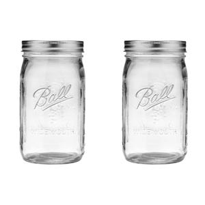 Ball Wide Mouth Glass Mason Jars with Lids and Bands, Used for Canning, Pickling, Juice, Jam, Jelly, Quart Size 32 Ounce (Pack of 2)