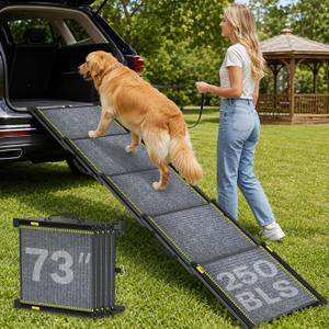 Dog Ramp for Car 73" Extra Long, Telescoping & Aluminum Dog Steps