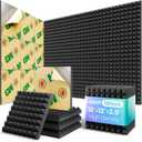 Acoustic Panels 12 pack Pyramid Self-Adhesive Upgrade,2"X12"X12" Sound Proof Foam Panels for Walls Quickly-Expand,Acoustic Wall Panels High Density Sound Absorbing for Gaming&Studio Decor,Black