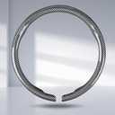 Car Steering Wheel Cover Carbon Fiber Snap On Steering Wheel Accessories Wrap 14.5-15 inch Universal Grip Anti-Skid Protector, Glossy Silver