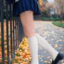3 Pairs Kids Girls Knee High Socks Cotton Uniform School Dress Socks Seamless Toe (White)