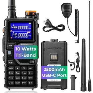 BAOFENG K5PLUS 10W Tri-Band Ham Radio with Long High Gain ANT & Speaker Mic