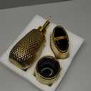 Gold Bathroom Accessory Set 4 Piece Ceramic Bath Accessories Sets Complete, Rain- Drop Shaped Bathroom Essential with Toothbrush Holder & Dish, Tumbler, Soap Dispenser Set for Bath Decor