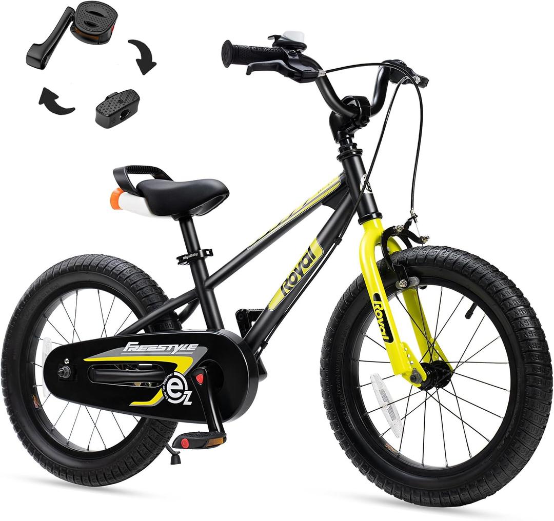 RoyalBaby EZ Kids Bike 12 14 16 18 20 Inch Balance Pedal 2-in-1 Training Bicycle Boys Girls Ages 3 to 12 Years Easy Learn for Beginners