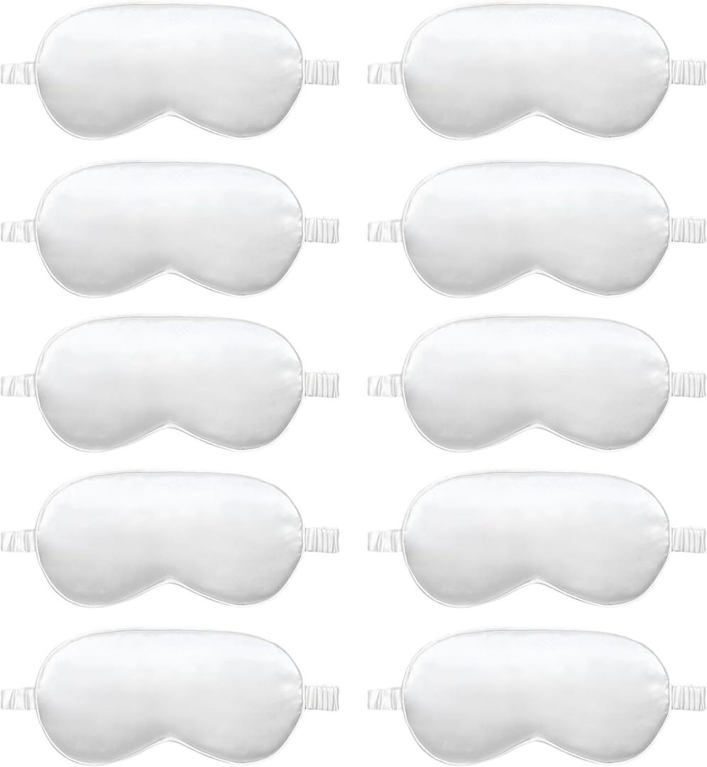 10 Pack Sleep Mask,Silk Eye Mask,for Night Sleeping,Office, Travel,Party Games,Suitablefor Men/Women (White)