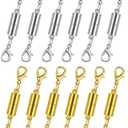 12 Pack Magnetic Necklace Clasps and Closures. Necklace Jewelry Extender with Strong Magnet. Magnetic Necklace Clasp for Jewelry Necklace Bracelet Making. Gold and Silver Plating (Regular)