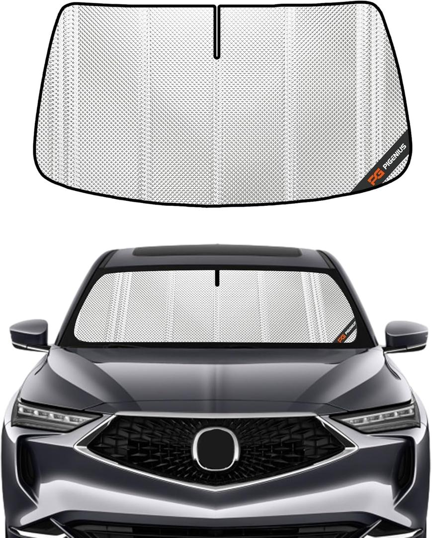 Windshield Sun Shade for Acura MDX 2022-2025. Full Coverage Rearview Mirror Shade for Ultimate Protection (Upgrade Shiny Silver)