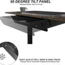 Under Desk Mounted Sliding Drawer with 60 Degree Tilt Panel to Pull Out, 15'' Long & 9'' deep Large Storage Organizer for Sit Stand Workstation