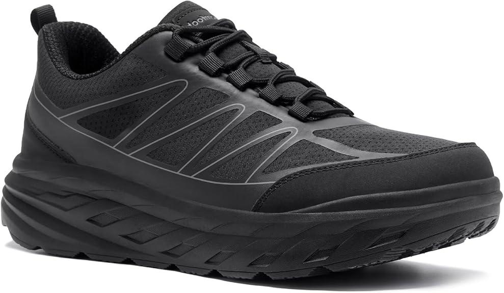 Women's Orthopedic Diabetic Extra Wide Walking Shoes: Plantar Fasciitis Supportive Flat Feet Sport Tennis Shoes, Comfortable Arch Support Foot Pain Relief Outdoor Hiking Trail Sneakers Black Size 7.5