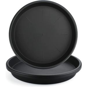 Lechay Black Plant Saucer for Indoors,2 Pack 12inch Plastic Flower Plant Pot Saucer, Plastic Plant Saucer Drip Trays for Indoor and Outdoor Plants(3)
