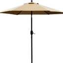 Sunnyglade 7.5' Patio Umbrella Outdoor Table Market Umbrella with Push Button Tilt/Crank, 6 Ribs (Tan)