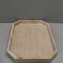 MAONAME Wood Serving Tray, Farmhouse Wooden Tray for Coffee Table, Octagonal Beaded Trays, Washed White Decorative Trays for Living Room, Kitchen, 15.7" X 10.2" X 1.6"