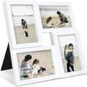 4x6 Picture Frames Collage 1 Pack, 4 Opening Multi Family Photo Collage Frames with Real Glass for Wall Hanging or Tabletop, White