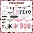 80Pcs Halloween Baby Shower Decorations Spooky Little Boo Baby Shower Party Supplies Pink&Black Backdrop 3D Bat Stickers Ghost Banner BOO Explosion Star Balloons for Halloween Birthday Gender Reveal