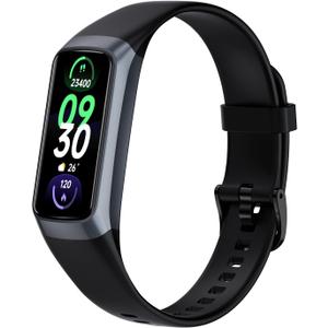 Fitness Tracker Activity Tracker Smart Watch 1.10''AMOLED Touch Color Screen, Smart Watch with 24/7 Blood Oxygen Heart Rate, Sleep Monitor, IP68 Waterproof, Step Counter Health for Women Men (Black)