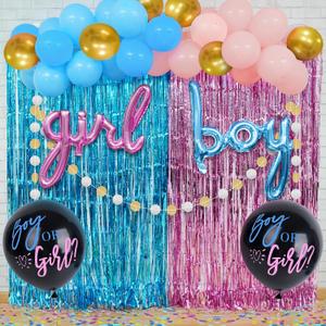 KatchOn, Gender Reveal Decorations Set - Pack of 55 | Gender Reveal Party Supplies Kit, Gender Reveals Balloon Arch Kit | Boy or Girl Balloon for Party Decorations | Pink and Blue Streamers, 31x32 Inch, 25x36 Inch