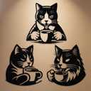 Kathfly 3 Pcs Metal Black Cat Vintage Signs for Coffee Bar Retro Cafe Themed Wall Art Decor Cat Drink Coffee Hanging Decoration for Kitchen Shop Restaurant Lounge Bedroom Wall Decor