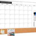 ARCOBIS Dry Erase Calendar with Cork Board for Wall, 24"x 18" Magnetic Calendar Whiteboard with Silver Frame, Monthly Combination Board for School, Home, Office