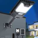 Solar Street Lights Outdoor 20000LM, Solar Powered LED Flood Light with Motion Sensor & Remote Control, Dusk to Dawn Security Lighting, 3 Color Modes, Wide Angle for Parking Lot Yard, 2 Pack