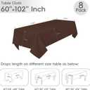8 Pack Brown Tablecloth 60 x 102 Inch Rectangular Table Cloth for 6 Foot Rectangle Tables, Wrinkle Resistant Washable Rectangle Fabric Table Covers for Wedding Party Banquet Buffet and Camping