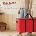 Large 128 Christmas Ornament Storage Box, Adjustable Compartment Dividers, Dual Zipper, Stackable Holiday Decorations Organizer with Lid, Xmas Durable Fabric Bin, Reinforced Handles Space-Saving (Red)