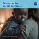 MAM Perfect Baby Pacifier 6-16 Months, Extra Thin Nipple, Developed with Orthodontists, Clinically Proven, Glows in The Dark, BPA-Free Silicone, Pack of 2, Made in Europe