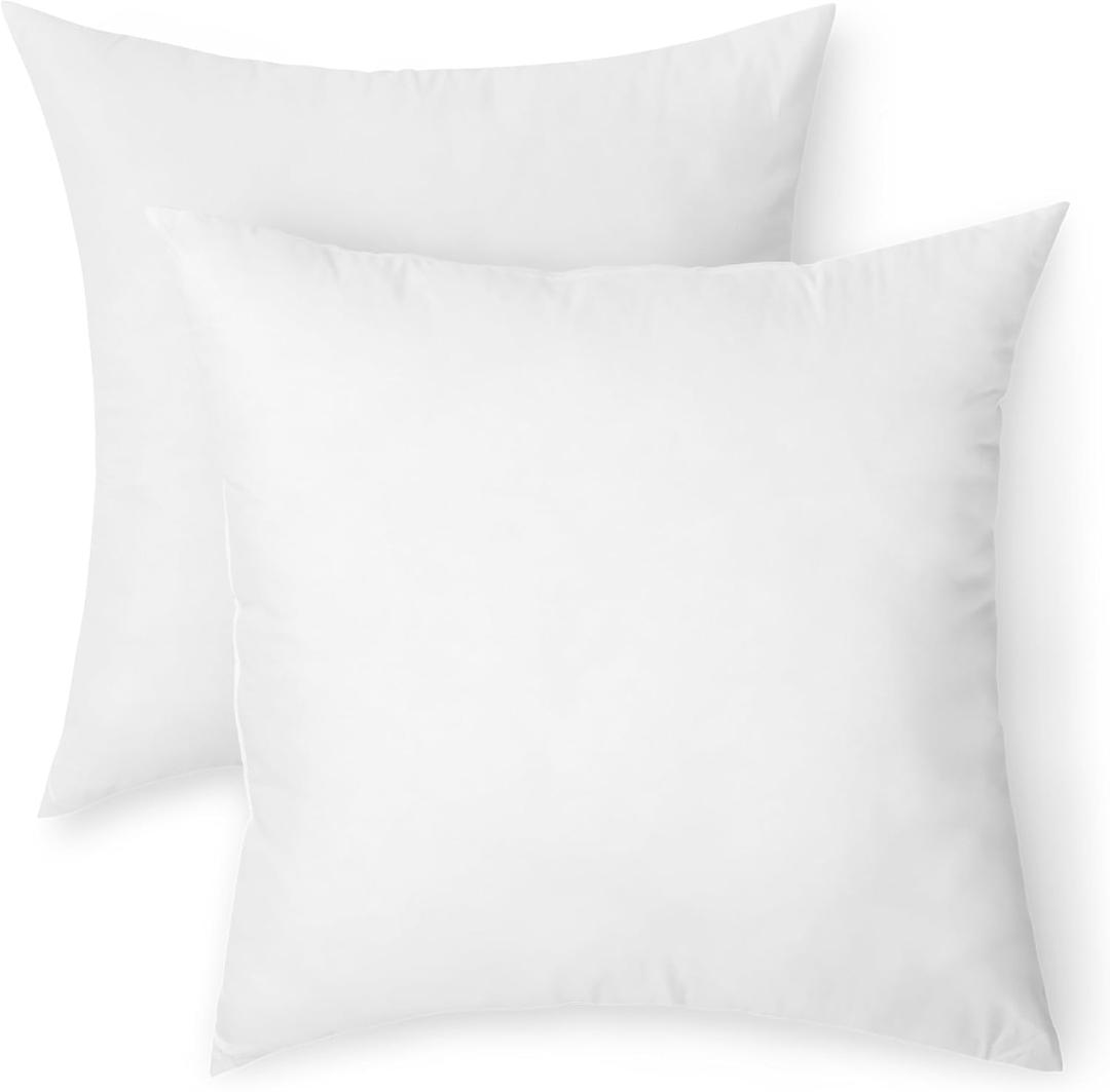 Amazon Basics Square Hypoallergenic Pillow Insert, Sofa Bed Couch Decorative Stuffer, 18", 2 Pack