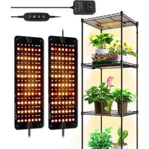 Barrina Grow Lights for Indoor Plants, 20W (10W) Full Spectrum Ultra-Thin Grow Light Panel with 3/6/12H Auto On/Off Timer for Hydroponics, Seedlings, Succulents, Veg, Flowers & More