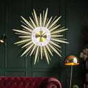 Anmotpe 23 inch Gold Starburst Wall Clock, Silent Non-Ticking Large Modern Starburst Decorative Clock for Home Decor, Living Room, Bedroom, Office