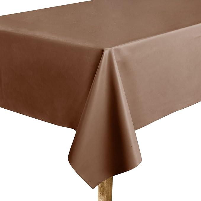 Aijoviko Table Cloth for Rectangle Tables Soft Leather Tablecloth Waterproof Wipeable Table Cover for Parties,Picnic and Camping Outdoor Tablecloths(Classic Brown 54" x84)