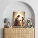 3 x Jesus with Girl praying Wall Art Jesus with Children wall decor God painting Christian picture Bible Story Posters Prints Religious Faith Artwork for Kids Room Church Home Decoration,12x16in