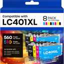 iNKPAD LC401XL LC401 Ink Cartridges Compatible with Brother LC401XL LC401 XL LC-401 Ink Cartridges Replacement for Brother MFC-J1010DW MFC-J1012DW MFC-J1170DW MFC-J1800DW Printer (8 Pack, BK/C/M/Y)