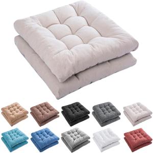 FABRICASTLE Outdoor Indoor Chair Cushions Set of 2 - Patio Furniture Cushion 19x19 inch, Non-Skid Overfilled Seat Cushions for Wicker Rocking Chairs Universal Fit Square Design (2, Cream)