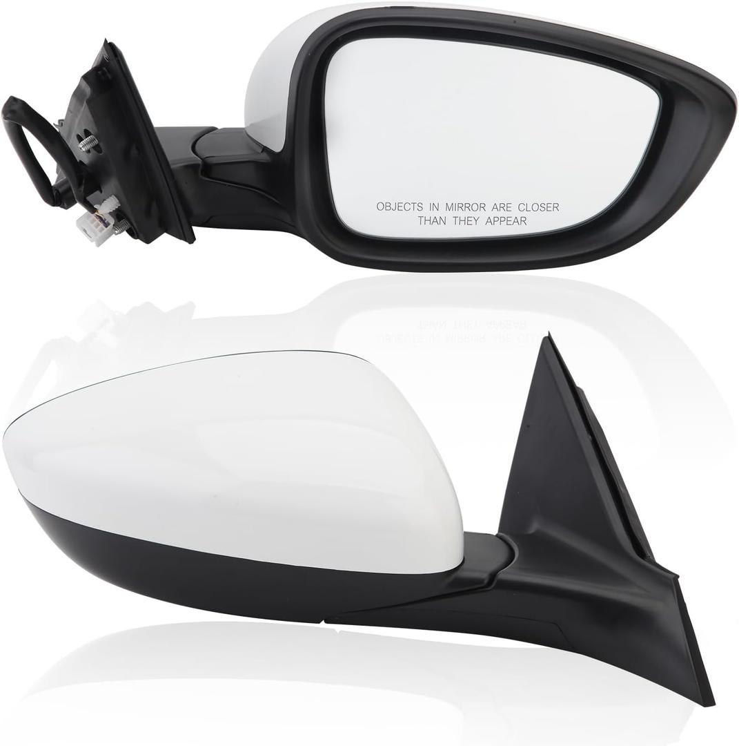 Passenger Side View Mirror Compatible with 2018 2019 2020 2021 2022 Honda Accord Sedan White Non Heated Without Signal Light 76208TVEH01, R-3pins