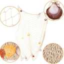 Nature Fish Net Wall Decoration with Shells, Ocean Themed Wall Hangings Fishing Net Party Decor for Pirate Party,Wedding,Photographing Decoration (Fishnet-2pack-Beige)