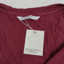 MANGOPOP V Neck Bodysuits for Women Short Sleeve Body Suits Basic Top Casual Shirt (Small, Burgundy)