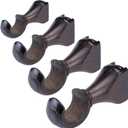 HEVSTIL 4-Pack Wood Curtain Rod Brackets,Return End Brackets for 1-2/5" Pole for Curtain Rods, Wall Mount, Dark Brown (1.37 inches)