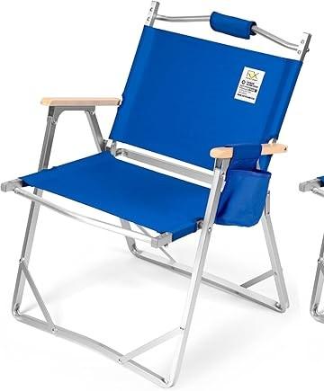 Lightweight Camping Chairs  | Portable Folding Chair | Beach Chairs | Stylish Design with Wood Handles | Heavy Duty 330 lbs | Ultralight 5 lbs | Picnic, Concerts, BBQ