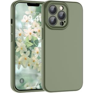 SUPFINE Designed for iPhone 13 Pro Max Case,Premium Liquid Silicone with Soft Anti-Scratch Microfiber Lining Upgraded Camera Protection Slim Shockproof Phone Case for Men Women Girls,Patina Green