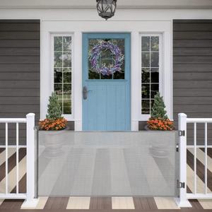 Retractable Baby Gate, Extra Wide Safety Kids or Pets Gate, 33 Tall, Extends to 71 Wide, Mesh Safety Dog Gate for Stairs, Indoor, Outdoor, Doorways, Hallways(33x71- Grey)