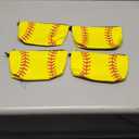 4 Pcs Softball Makeup Bag Softball Cosmetic Bag Softball Gifts for Girls Team Player Portable Travel Bags for Women Canvas Softball Goodie Bags Toiletry Softball Accessories Organizer Case Pouch